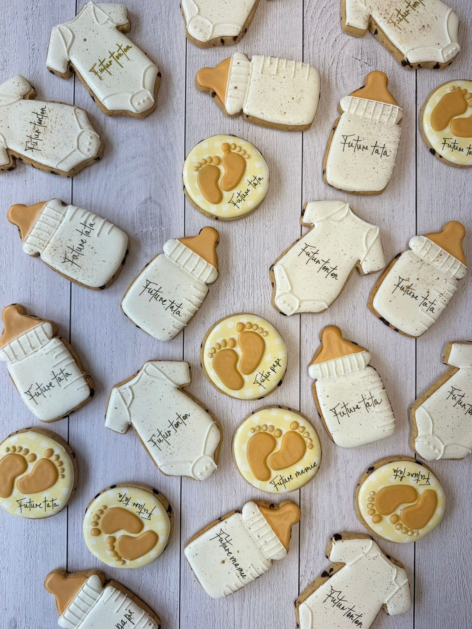 biscuit biberon, pied, body, bébé, babyshower